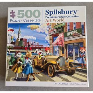 Spilsbury City Of Animals 500 pc Art World 2022 Complete Cats Dog Ship Buildings